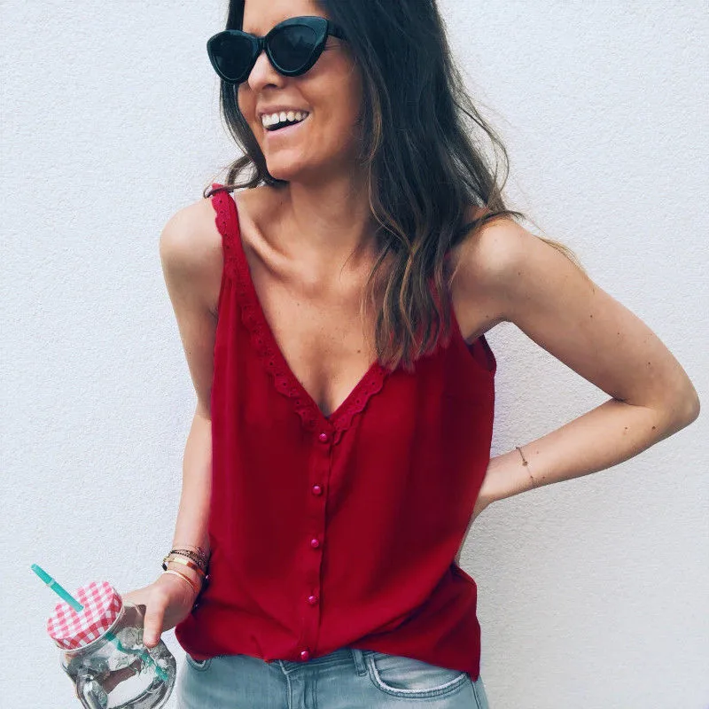 Trendy women clothes Ruffle Summer Loose Sleeveless Casual Tank Tops V-neck solid pullover Polyester Vests one pieces
Trendy women clothes Ruffle Summer Loose Sleeveless Casual Tank Tops V-neck solid pullover Polyester Vests one pieces