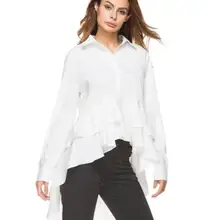 Женская Асимметричная блузка с рюшами асимметричная Длинная