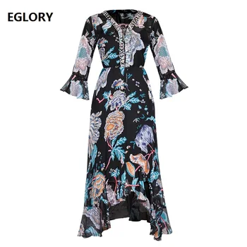Top Grade Designer Dress 2019 Summer Fashion Party Events Women V-Neck Crystal Beading Flare Sleeve Mid-Calf Dress Novia Party
Top Grade Designer Dress 2019 Summer Fashion Party Events Women V-Neck Crystal Beading Flare Sleeve Mid-Calf Dress Novia Party