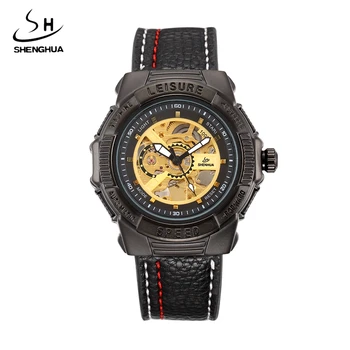 SHENHUA Vintage Bronze Mens Wristwatches Skeleton Watches Men Clock Leather Strap Steampunk Casual Automatic Mechanical Watch
SHENHUA Vintage Bronze Mens Wristwatches Skeleton Watches Men Clock Leather Strap Steampunk Casual Automatic Mechanical Watch