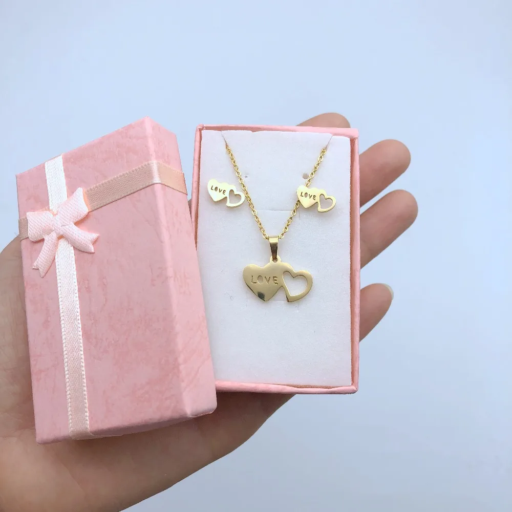 Double Hearts Choker Necklace Earrings Set Gold Silver Color Stainless Steel Love Pendant Jewelry Sets For Women Jewellery Gift
Double Hearts Choker Necklace Earrings Set Gold Silver Color Stainless Steel Love Pendant Jewelry Sets For Women Jewellery Gift