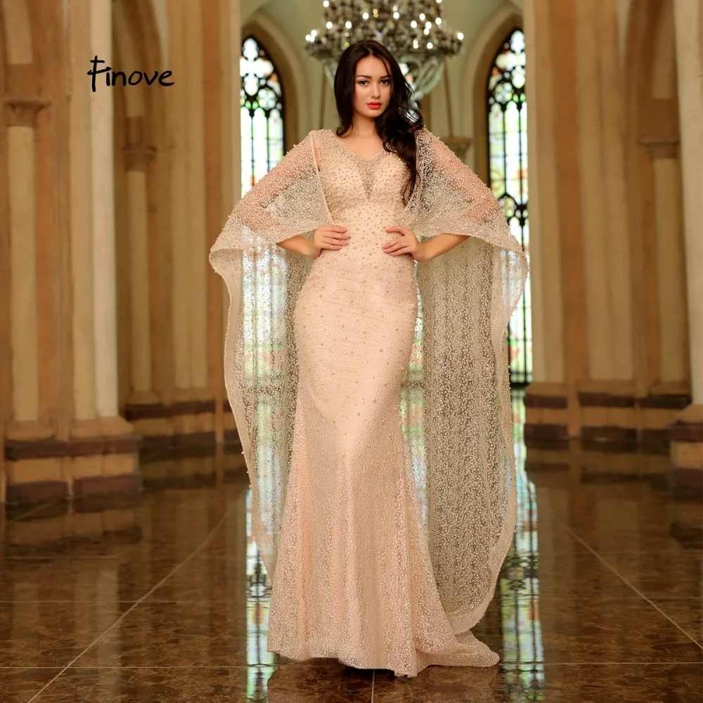 Finove Champagne Vintage Mermaid Evening Dress 2019 New Arrivals Pearls Embroidery Dress With Cloak Elegant Woman Party Dress
Finove Champagne Vintage Mermaid Evening Dress 2019 New Arrivals Pearls Embroidery Dress With Cloak Elegant Woman Party Dress
