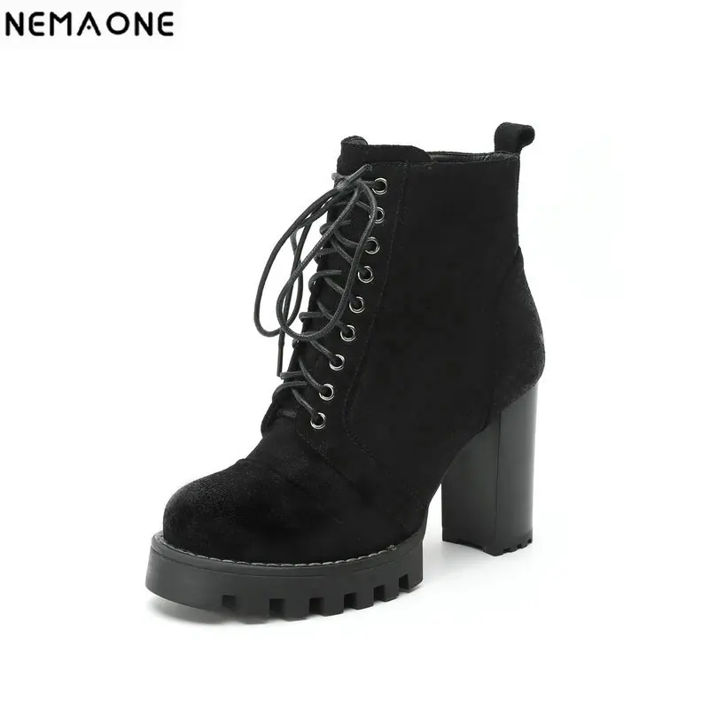 NEMAONE Suede Leather Women Ankle Boots Women Autumn Winter Genuine Leather Shoes Woman Platforms Ladies Boots large size 34-42
NEMAONE Suede Leather Women Ankle Boots Women Autumn Winter Genuine Leather Shoes Woman Platforms Ladies Boots large size 34-42