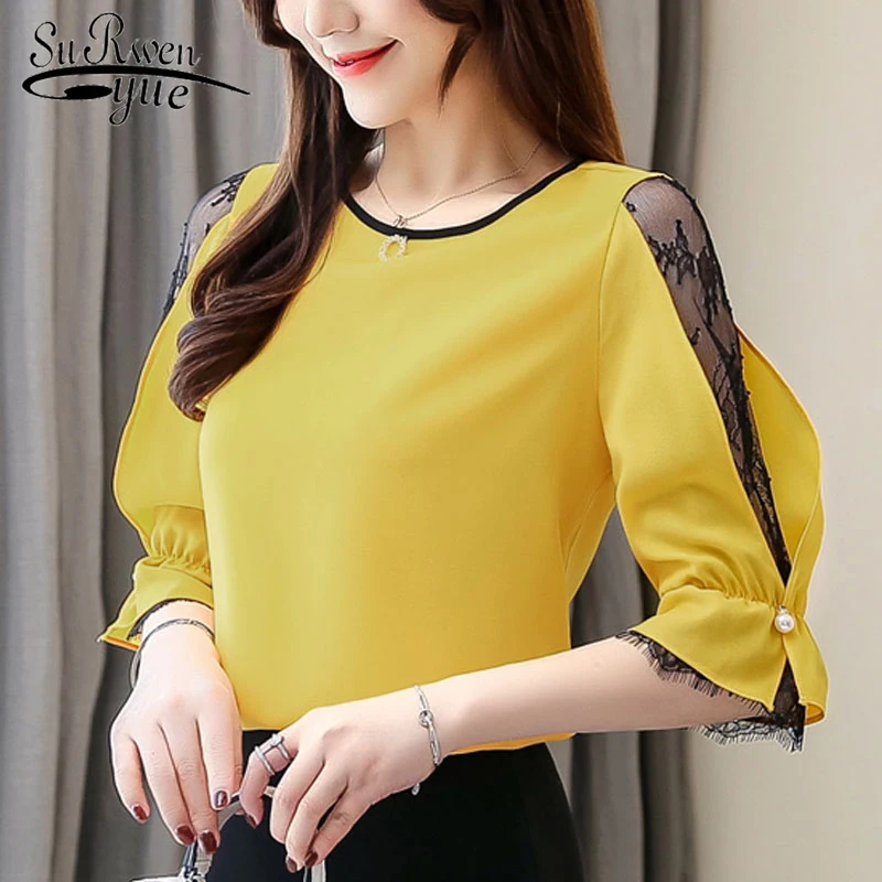 2019 shirts chiffon blouse Lace plus size women white shirts Korean fashion clothing ladies tops Solid O-Neck blouse 3545 50
2019 shirts chiffon blouse Lace plus size women white shirts Korean fashion clothing ladies tops Solid O-Neck blouse 3545 50