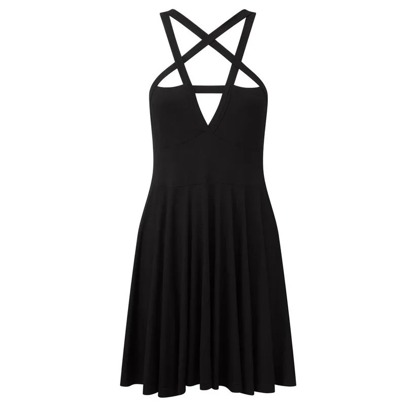 Summer Women Sexy Rock Punk Dress Bandage Hollow Out Pentagram Dresses Sleeveless Female Halter Vestidos for Girls
Summer Women Sexy Rock Punk Dress Bandage Hollow Out Pentagram Dresses Sleeveless Female Halter Vestidos for Girls