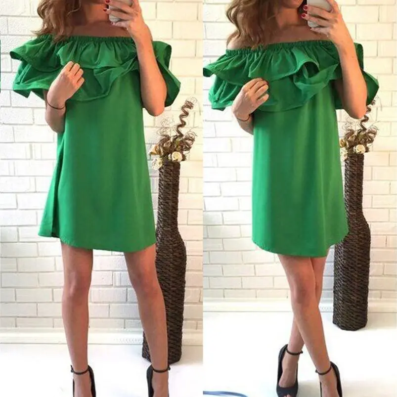 Women dress 2020 fashion sexy off shoulder women mini dress flounced style beach summer dress women clothing
Women dress 2020 fashion sexy off shoulder women mini dress flounced style beach summer dress women clothing