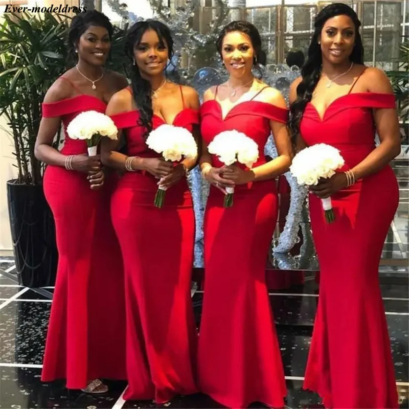 Off Shoulder Red Bridesmaid Dresses Long Floor Length Spaghetti Straps Zipper Back Wedding Party Dresses Prom Dresses Cheap 2019
Off Shoulder Red Bridesmaid Dresses Long Floor Length Spaghetti Straps Zipper Back Wedding Party Dresses Prom Dresses Cheap 2019
