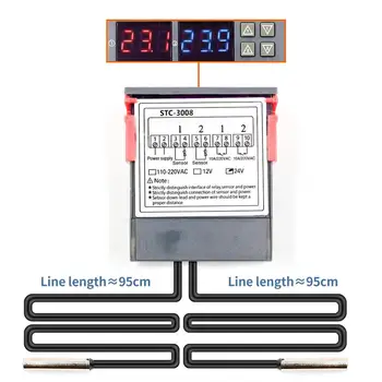 Dual Digital Temperature Controller Two Relay Output Thermostat Thermoregulator 10A Heating Cooling STC-3008 12V 24V 220V
Dual Digital Temperature Controller Two Relay Output Thermostat Thermoregulator 10A Heating Cooling STC-3008 12V 24V 220V