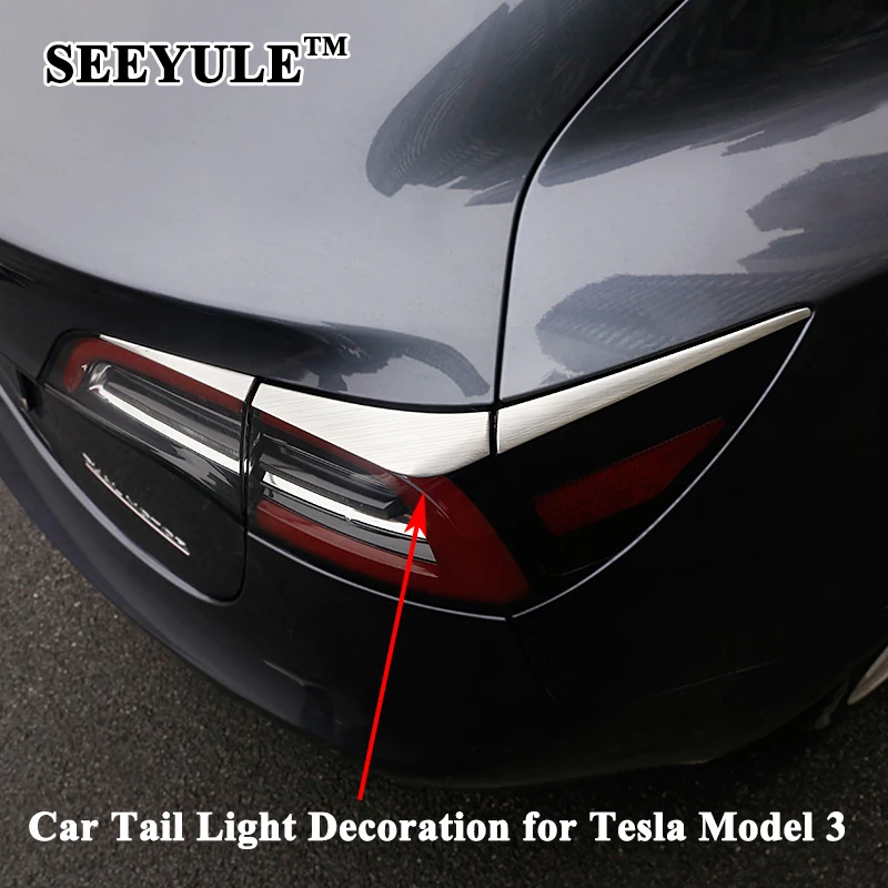 6pcs/set SEEYULE Styling Car Rear Tail Light Decoration Brake Light Trim Cover Sequin Sticker Car Accessories for Tesla Model 3 
6pcs/set SEEYULE Styling Car Rear Tail Light Decoration Brake Light Trim Cover Sequin Sticker Car Accessories for Tesla Model 3