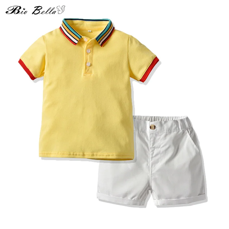 Boys Clothes Set Short Sleeve Colorful Collar Tshirt Tops+Beige Shorts 2pcs Suits Gentle Boy Outfits Summer Fashion Clothing
Boys Clothes Set Short Sleeve Colorful Collar Tshirt Tops+Beige Shorts 2pcs Suits Gentle Boy Outfits Summer Fashion Clothing
