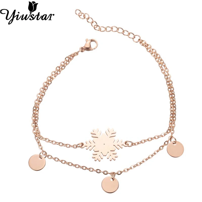 Yiustar Rose Stainelss Steel Flower Snowflake Bracelet Women Girls Vintage Statement Pulseras Mujer Elegant Christmas Day Gift
Yiustar Rose Stainelss Steel Flower Snowflake Bracelet Women Girls Vintage Statement Pulseras Mujer Elegant Christmas Day Gift