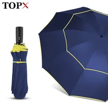 120 cm totalmente automático duplo grande guarda-chuva chuva feminino 3 dobrável resistente ao vento grande guarda-chuva suporte de viagem guarda-chuva de negócios(China)