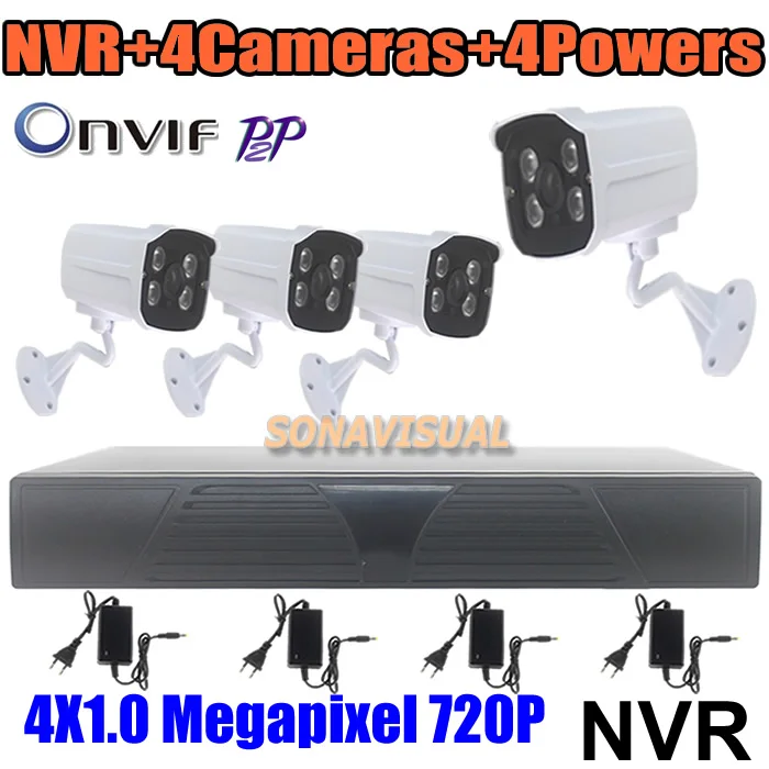 

Video surveillance 4CH NVR Kit Waterproof Outdoor 720P Security 1.0MP IP Camera Kit HDMI Onvif 2.0 P2P Home Security Camera Kit