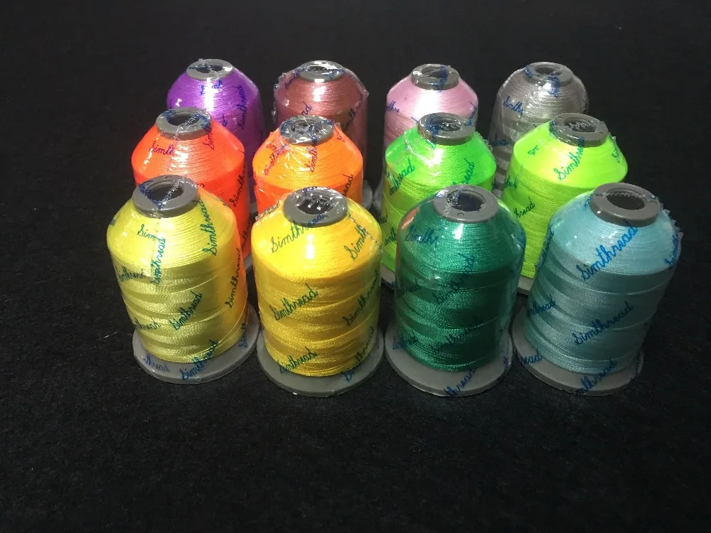 Simthread new arriving 1000m/cone polyeste embroidery thread with 12 popular neon colors
Simthread new arriving 1000m/cone polyeste embroidery thread with 12 popular neon colors