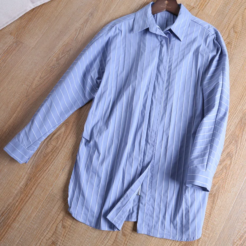 Casual Women Turtleneck Blouse 100% Cotton Stripe Button Shirts Long Sleeve Ladies Autumn Blouse Blue
Casual Women Turtleneck Blouse 100% Cotton Stripe Button Shirts Long Sleeve Ladies Autumn Blouse Blue
