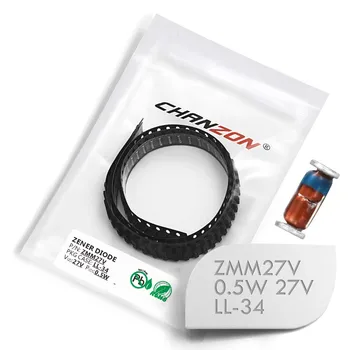 (100 Pcs) SMD Zener Diode 0.5W 27V ZMM27V ZMM27 LL-34 (SOD-80 MiniMELF / 1206) 0.5 Watt 27 Volt ZMM 27V
(100 Pcs) SMD Zener Diode 0.5W 27V ZMM27V ZMM27 LL-34 (SOD-80 MiniMELF / 1206) 0.5 Watt 27 Volt ZMM 27V