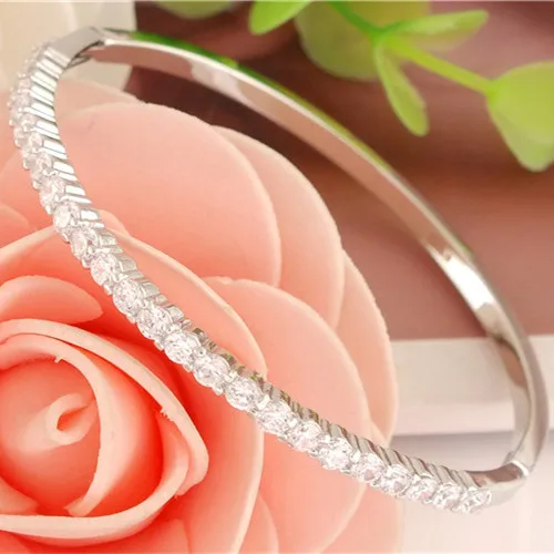 SHUANGR Wholesale 1pc glitter cubic Zirconia charming closed bracelet bangle dia.5.5-6.5 cm silver bangles bracelets TB061
SHUANGR Wholesale 1pc glitter cubic Zirconia charming closed bracelet bangle dia.5.5-6.5 cm silver bangles bracelets TB061