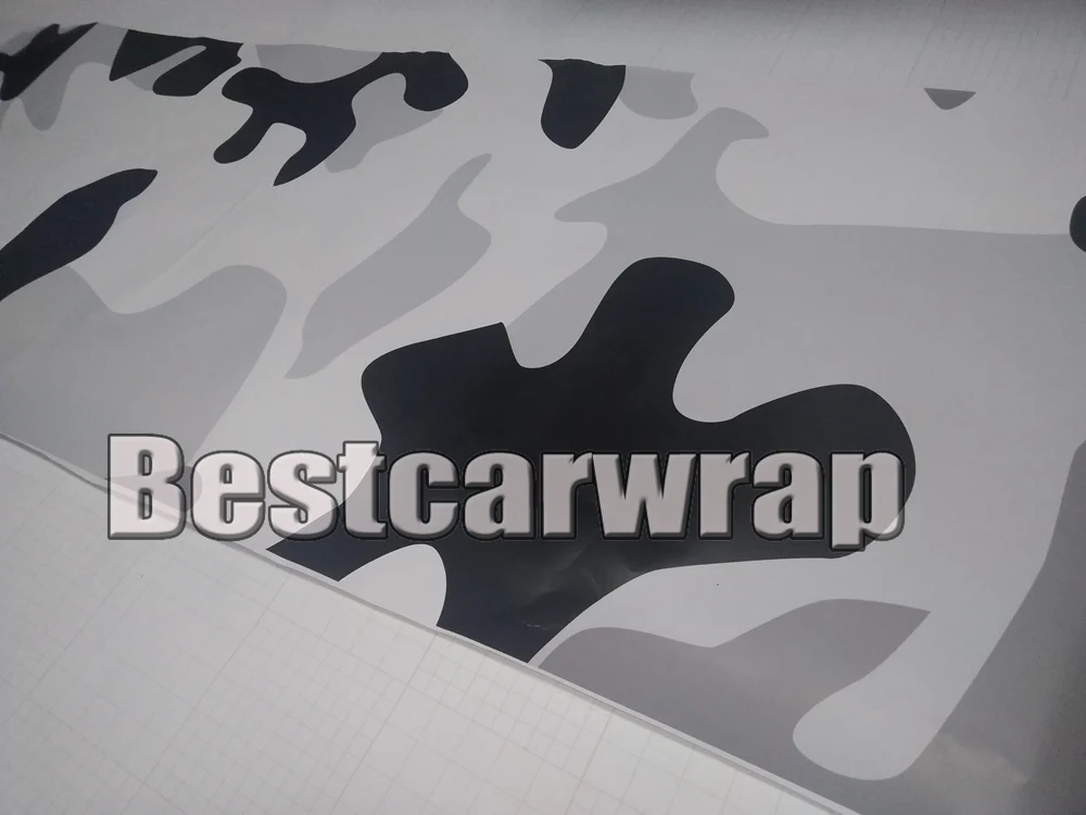 669 Snow camouflage vinyl car wrapping film full truck white winter covering (5)
