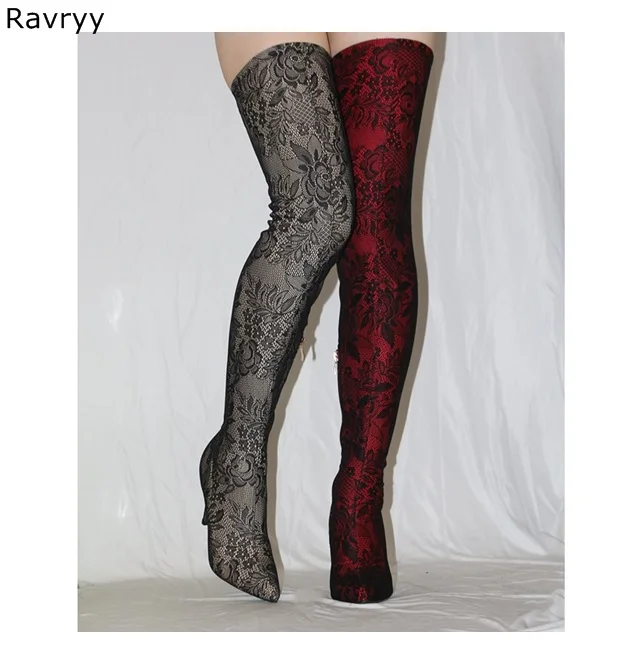Sexy lace elastic woman's long boots pointed toe thin heel over-the-knee boot party club show model female booties Plus Size 44
Sexy lace elastic woman's long boots pointed toe thin heel over-the-knee boot party club show model female booties Plus Size 44