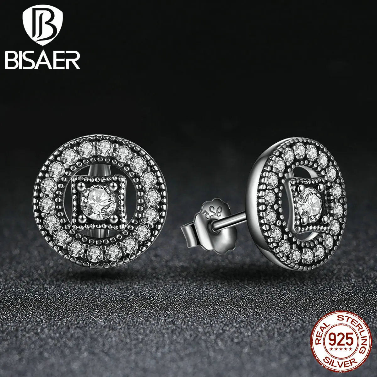 BISAER Real 925 Sterling Silver Vintage Allure Clear CZ Stud Earrings Women Wedding Jewelry Brincos HJS485
BISAER Real 925 Sterling Silver Vintage Allure Clear CZ Stud Earrings Women Wedding Jewelry Brincos HJS485