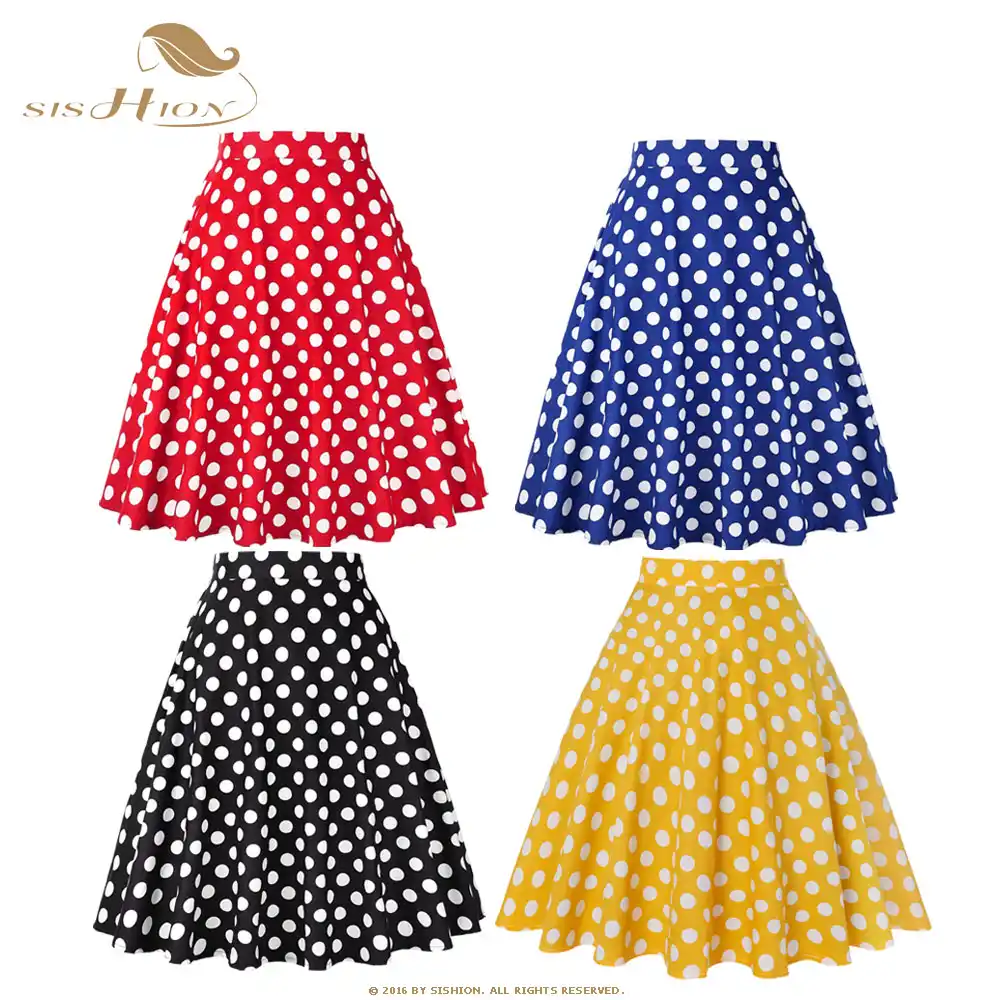 plus size red skirt with white polka dots