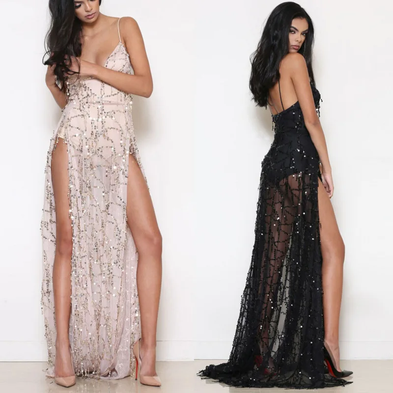 Sequin High Split Dress Sexy Women Dress spaghetti strap Maxi Long Dresses Evening Party Elegant loose mermaid dresses
Sequin High Split Dress Sexy Women Dress spaghetti strap Maxi Long Dresses Evening Party Elegant loose mermaid dresses