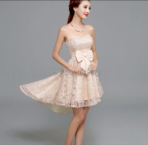 2015 Elegant Lace Evening Dress with Bow Sweetheart Special Occasion Dress Bride Gown Ball Prom Party Dress Short Formal Dress
2015 Elegant Lace Evening Dress with Bow Sweetheart Special Occasion Dress Bride Gown Ball Prom Party Dress Short Formal Dress