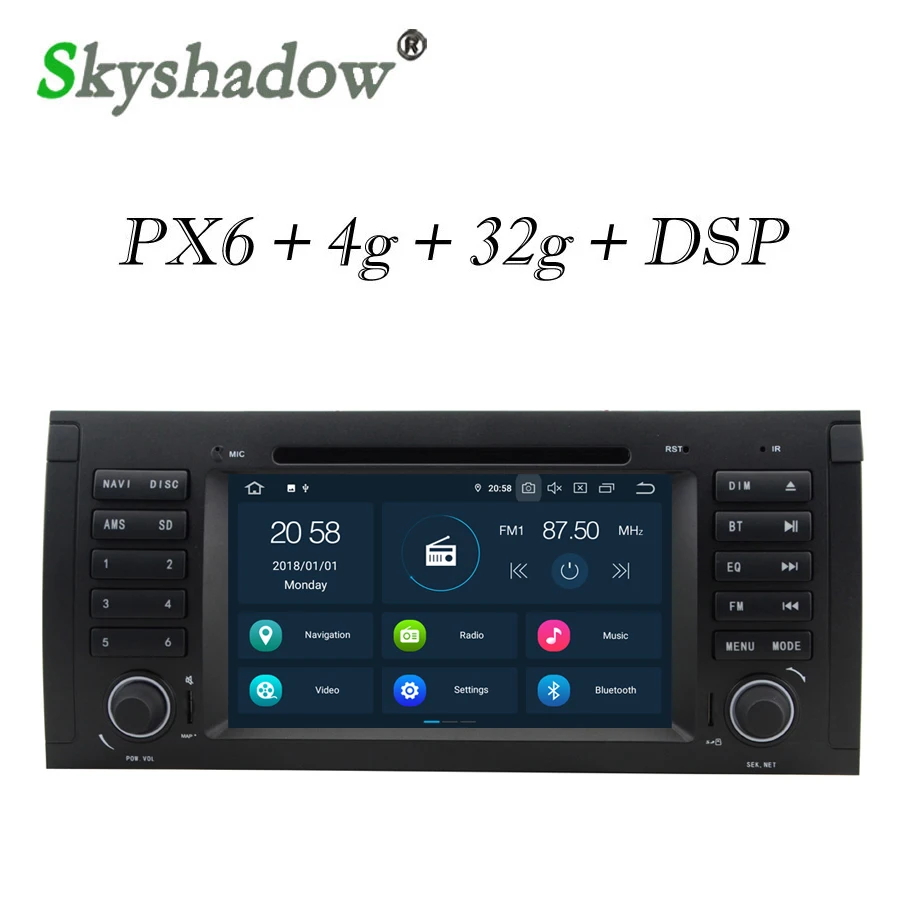 PX6 IPS HD Android 9.0 6 Core 4GB + 32GB DSP GPS map Car DVD Player Radio Wifi Bluetooth 4.0 For BMW E39 X5 E53 M5 Range Rover
PX6 IPS HD Android 9.0 6 Core 4GB + 32GB DSP GPS map Car DVD Player Radio Wifi Bluetooth 4.0 For BMW E39 X5 E53 M5 Range Rover