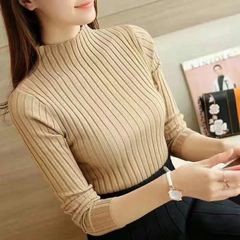 Fashion Knitted Sweater Women Half Turtleneck Basic Solid Pullovers Skinny Elastic Casual Top Shirt 2018 FREE BROOCH GIFT
Fashion Knitted Sweater Women Half Turtleneck Basic Solid Pullovers Skinny Elastic Casual Top Shirt 2018 FREE BROOCH GIFT