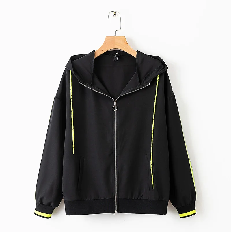 BBWM WOMAN Za Fluorescent Banding Black Hooded Bomber jacket Spring Autumn Women Coat Long Sleeve Activewear Casual Casaco Femme
BBWM WOMAN Za Fluorescent Banding Black Hooded Bomber jacket Spring Autumn Women Coat Long Sleeve Activewear Casual Casaco Femme