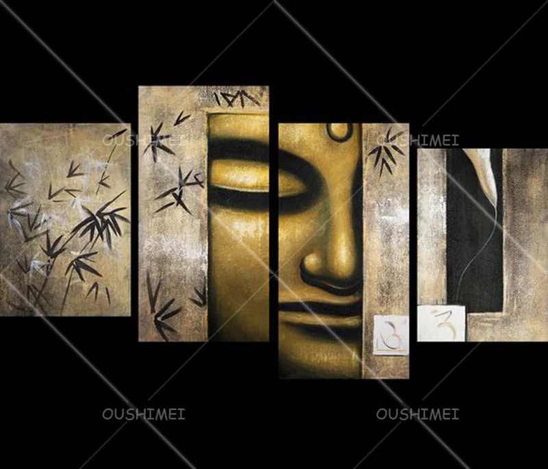 Skills Artist Handmade High Quality Abstract Buddha Oil Painting For Wall Decoration Gold Buddha 4 Penal Portrait Oil Paintings
Skills Artist Handmade High Quality Abstract Buddha Oil Painting For Wall Decoration Gold Buddha 4 Penal Portrait Oil Paintings
