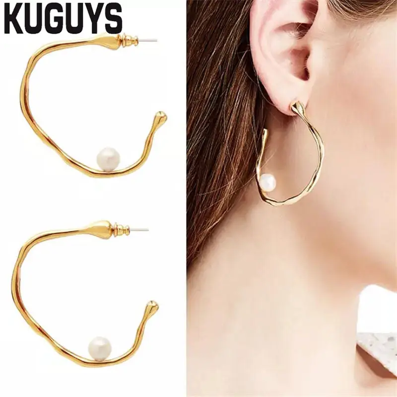 KUGUYS Hyperbole Gold Irregular Round Hoop Earrings for Womens Fashion Jewelry Vintage Metal Pearl Earring Trendy Accessories
KUGUYS Hyperbole Gold Irregular Round Hoop Earrings for Womens Fashion Jewelry Vintage Metal Pearl Earring Trendy Accessories