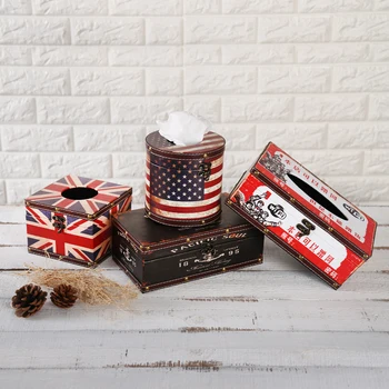 Tissue box retro creative home leather waterproof European pumping carton wooden napkin carton ornaments Decoration 
Tissue box retro creative home leather waterproof European pumping carton wooden napkin carton ornaments Decoration