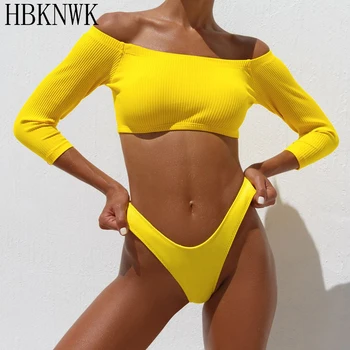 HBKNWK Women's Swimwear Sexy Off Shoulder Bikinis 2019 mujer Tight Push up Thong Sleeve Biquini Swimming Suit Bikini Set Black
HBKNWK Women's Swimwear Sexy Off Shoulder Bikinis 2019 mujer Tight Push up Thong Sleeve Biquini Swimming Suit Bikini Set Black