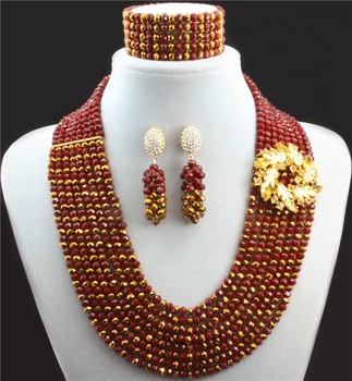 African Crystal Beads Jewelry Set Red Gold Mix Color African Wedding Beads Jewelry Sets Crystal Necklace Bracelet Earrings Sets
African Crystal Beads Jewelry Set Red Gold Mix Color African Wedding Beads Jewelry Sets Crystal Necklace Bracelet Earrings Sets