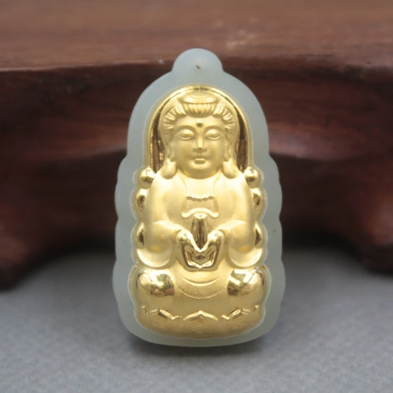 New 24K Yellow Gold Natural Jadeite Jade Women Flower Kwan-Yin Bless Pendant 34x20mm
New 24K Yellow Gold Natural Jadeite Jade Women Flower Kwan-Yin Bless Pendant 34x20mm
