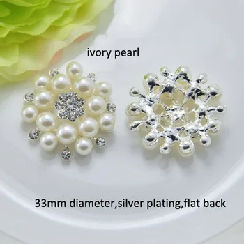 (S0515)10pcs/lot, 33mm diameter wedding rhinestone embellishment for invitation card,silver plating,flat back,ivory pearl
(S0515)10pcs/lot, 33mm diameter wedding rhinestone embellishment for invitation card,silver plating,flat back,ivory pearl