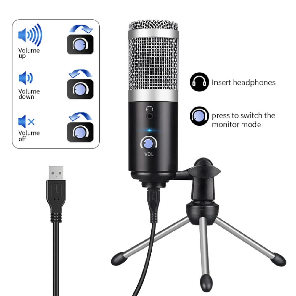 Professional Microphone Condenser for Computer PC USB Plug +Tripod Stand YouTube Broadcasting Recording Microfone Karaoke Mic
Professional Microphone Condenser for Computer PC USB Plug +Tripod Stand YouTube Broadcasting Recording Microfone Karaoke Mic