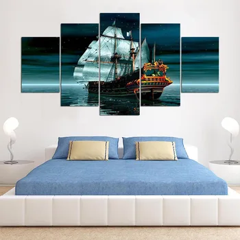 Canvas Wall Art Pictures Living Room Home Decor 5 Pieces Pirate Ship Sea Landscape Painting Modular HD Printed Poster Framework
Canvas Wall Art Pictures Living Room Home Decor 5 Pieces Pirate Ship Sea Landscape Painting Modular HD Printed Poster Framework