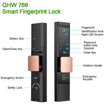 Biometric Fingerprint Electric Key/Code password/ RFID card/Mobile Remote control Doorbell Home/Building/Castle Smart Door lock
Biometric Fingerprint Electric Key/Code password/ RFID card/Mobile Remote control Doorbell Home/Building/Castle Smart Door lock