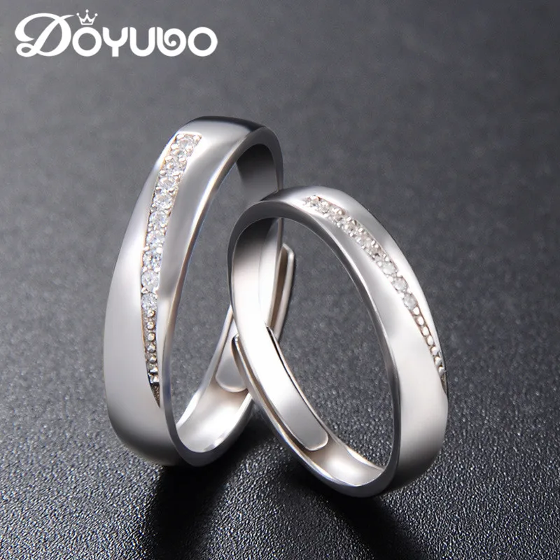 DOYUBO Fashion 925 Sterling Silver Lovers Rings Adjustable Size Pure Silver Couples Rings With Cubic Zirconia Wedding Ring VB262
DOYUBO Fashion 925 Sterling Silver Lovers Rings Adjustable Size Pure Silver Couples Rings With Cubic Zirconia Wedding Ring VB262