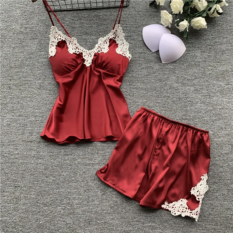 Daeyard Women's Pajamas Silk Embroidery Pijamas With Shorts 2Pcs Sexy Lingerie Cami Set Ladies' Pyjamas Nightie Sleepwear Suits
Daeyard Women's Pajamas Silk Embroidery Pijamas With Shorts 2Pcs Sexy Lingerie Cami Set Ladies' Pyjamas Nightie Sleepwear Suits