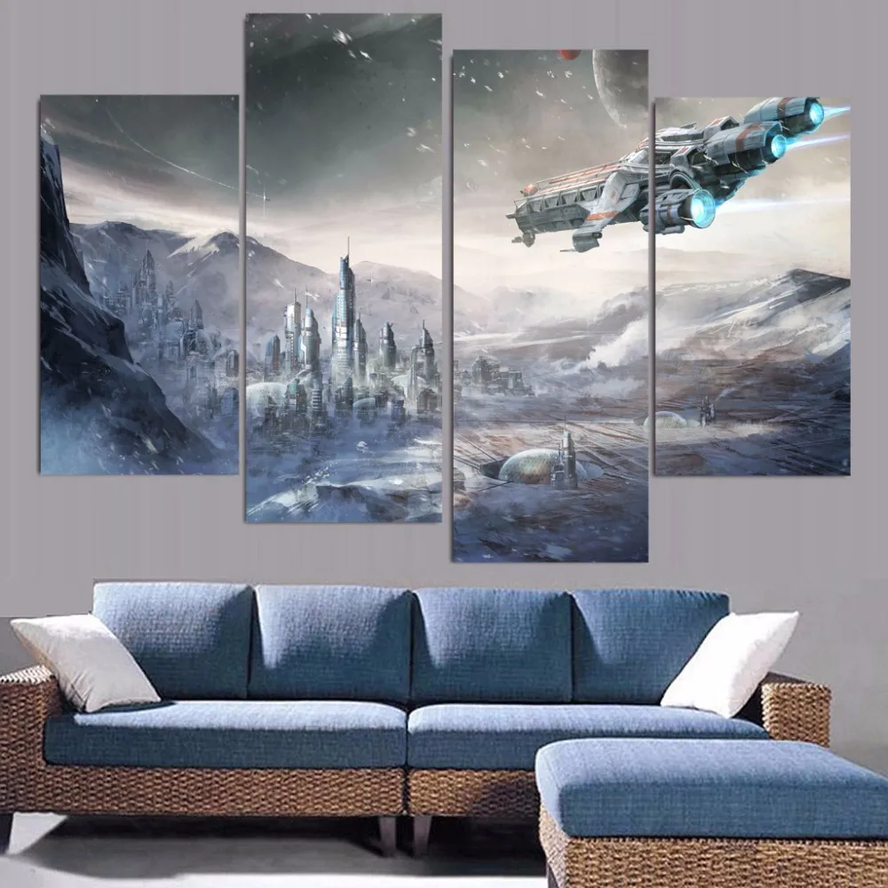 Image HD Printed 4pcs Star Wars Spacecraft Painting on Canvas Room Decoration Print Poster Picture Canvas Framed Free Shipping