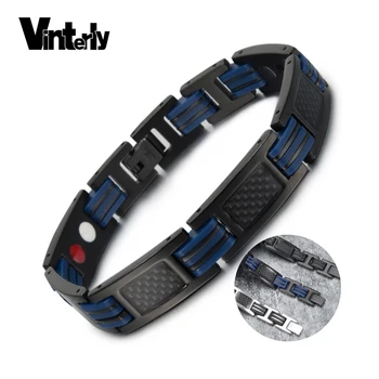 Vinterly Magnetic Men Bracelet Blue Silicone Health Energy Bracelet Male Chain Black Stainless Steel Magnetic Bracelet for Men
Vinterly Magnetic Men Bracelet Blue Silicone Health Energy Bracelet Male Chain Black Stainless Steel Magnetic Bracelet for Men