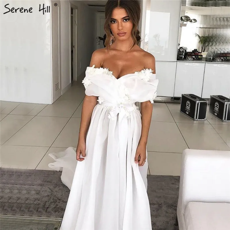 White Off Shoulder Sexy Chiffon Evening Dresses 2019 Short Sleeve Handmade Flowers Evening Gowns HA2234 Custom Made
White Off Shoulder Sexy Chiffon Evening Dresses 2019 Short Sleeve Handmade Flowers Evening Gowns HA2234 Custom Made