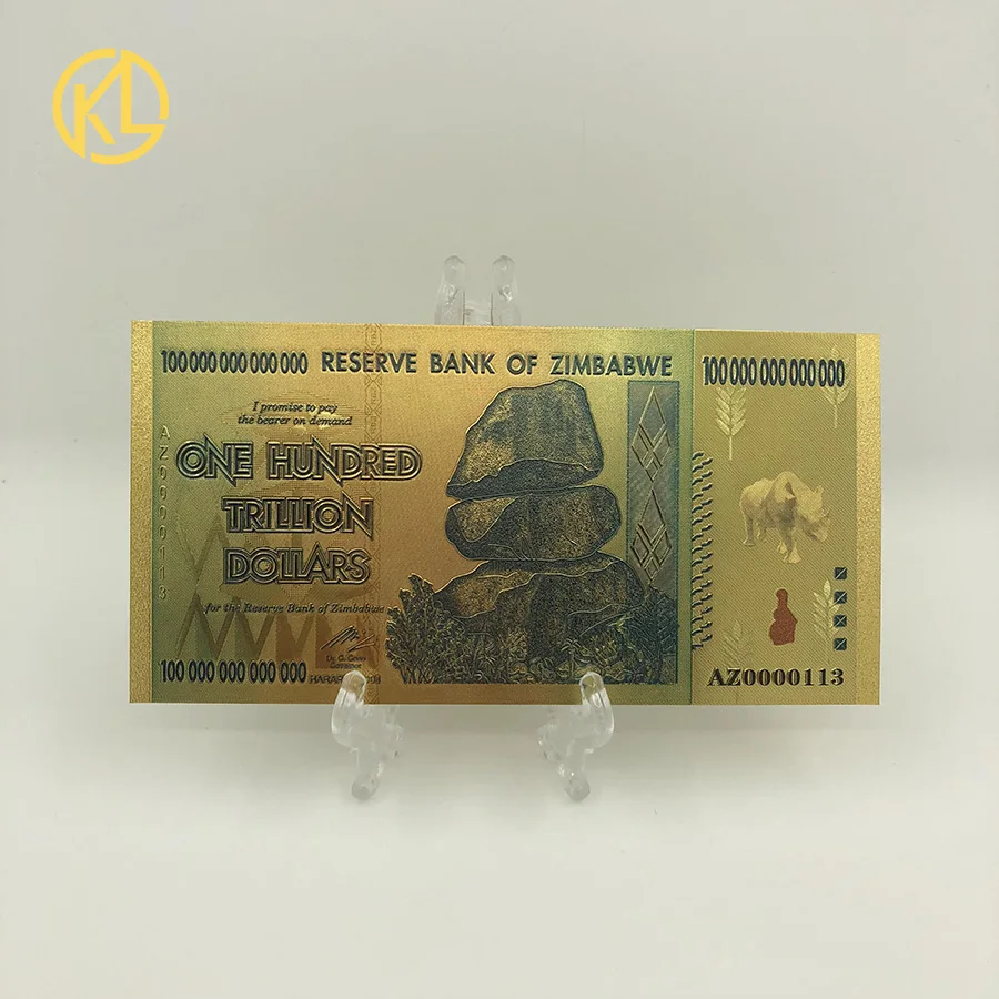 1PC Limited Edition Rhinoceros Zimbabwe One Hundred Trillion Dollars 24K Gold Banknote for gambling token money for nice gift
1PC Limited Edition Rhinoceros Zimbabwe One Hundred Trillion Dollars 24K Gold Banknote for gambling token money for nice gift