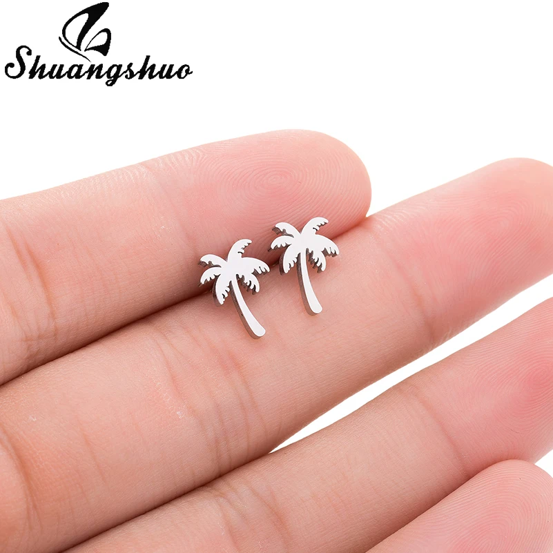 Shuangshuo Hot Sale Coconut Tree Stud Earrings for Women Punk Stainless Steel Gold Color Tropical Fruit Earrings Fashion Jewelry
Shuangshuo Hot Sale Coconut Tree Stud Earrings for Women Punk Stainless Steel Gold Color Tropical Fruit Earrings Fashion Jewelry