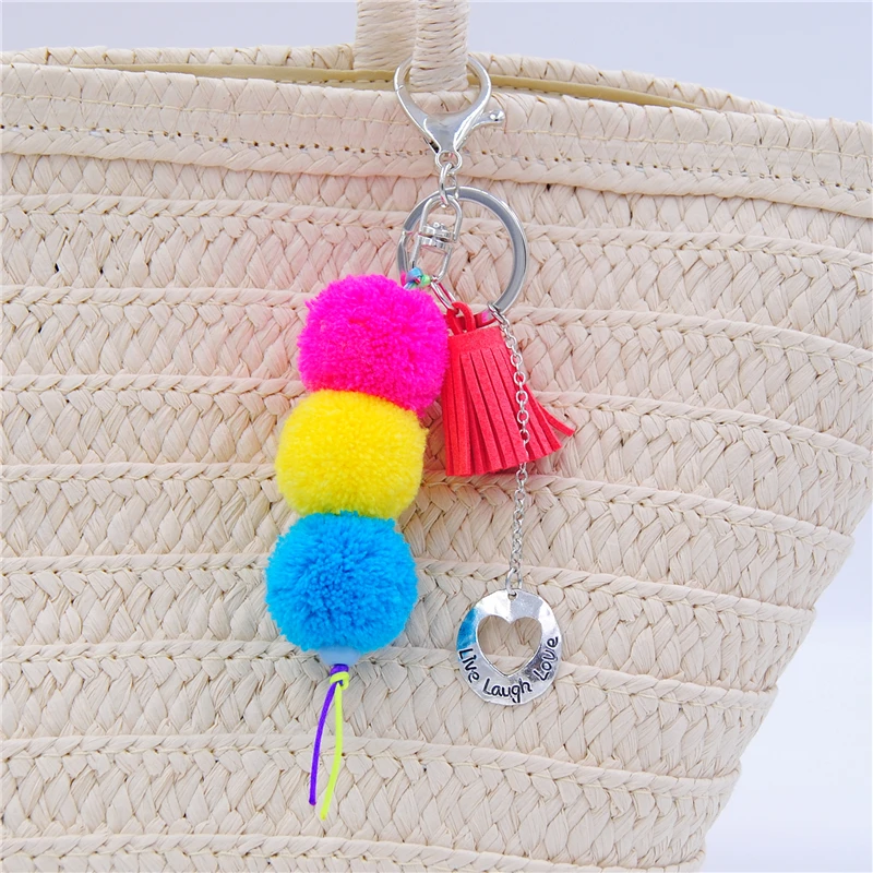 1PC Live Laugh Love Neon Color Wool Ball Pompom keychain Tassel Keychain for Bag Charms Pendant E1104 
1PC Live Laugh Love Neon Color Wool Ball Pompom keychain Tassel Keychain for Bag Charms Pendant E1104