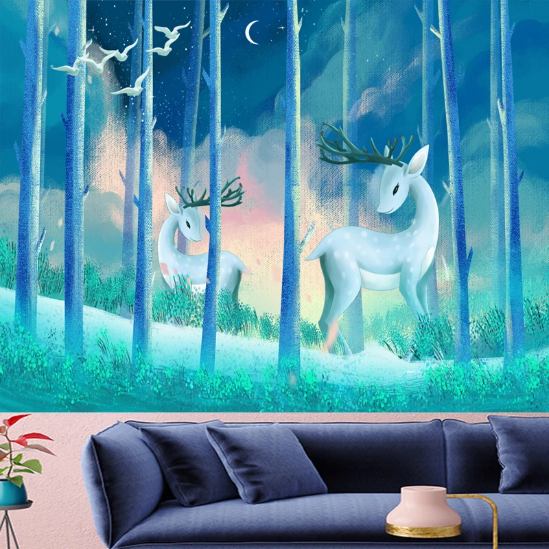 Nordic style wall hanging tropical Forest elk tapestry decorative cute kid's room Psychedelic animals Wall cloth Home Decor
Nordic style wall hanging tropical Forest elk tapestry decorative cute kid's room Psychedelic animals Wall cloth Home Decor