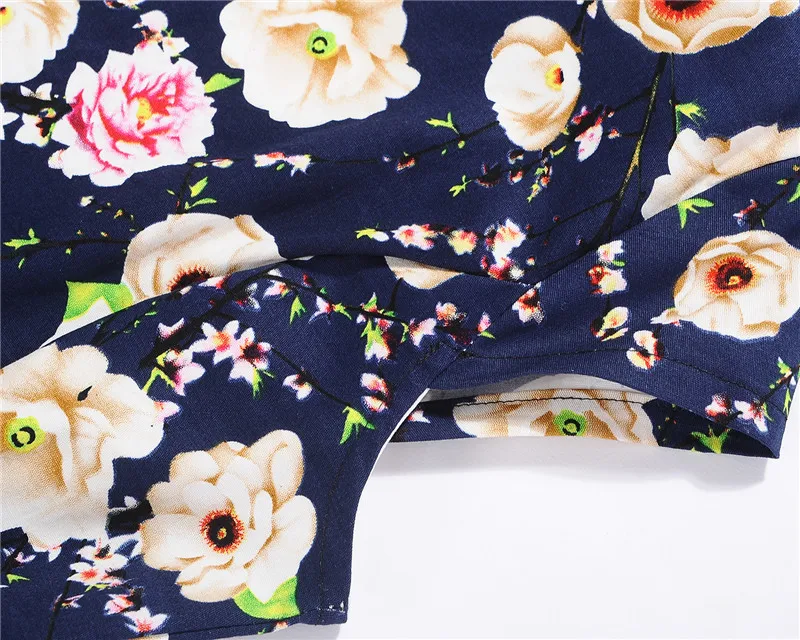 Kostlish Floral Print Summer Sundress 2017 Short Sleeve Belt Tunic Vintage Dress Women Elegant Swing Rockabilly Party Dresses (73)